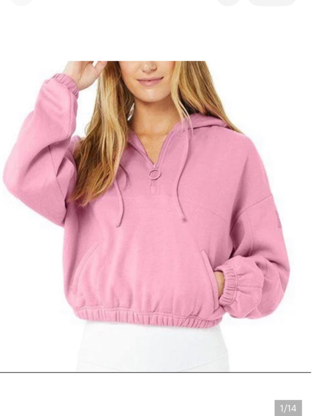 ALO Yoga Pink Half-Zip Hoodie